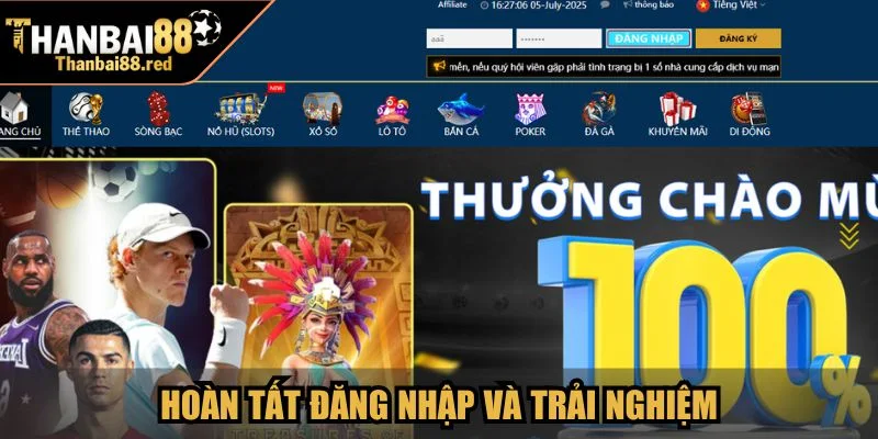 Đăng Nhập Thanbai88 An Toàn Theo Hướng Dẫn Chi Tiết 3 Hoàn tất đăng nhập và trải nghiệm